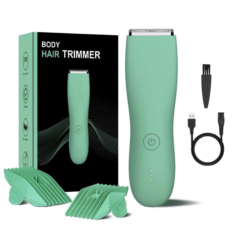 Waterproof Electric Body Hair Trimmer With Rechargeable Base Adjustable Guide Combs For Men Daily Personal Grooming At Home