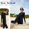 Fitness Swimsuit for Long Sleeve Rash Body Separate UV Long Sleeve Swimsuit for Cool To the Soft To the Touch [RainKind] Women, 5-Piece Set, Guard,