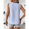 Women Striped Sleeveless Tank Top Asymmetrical Neck Button Decor Casual Summer Blouse