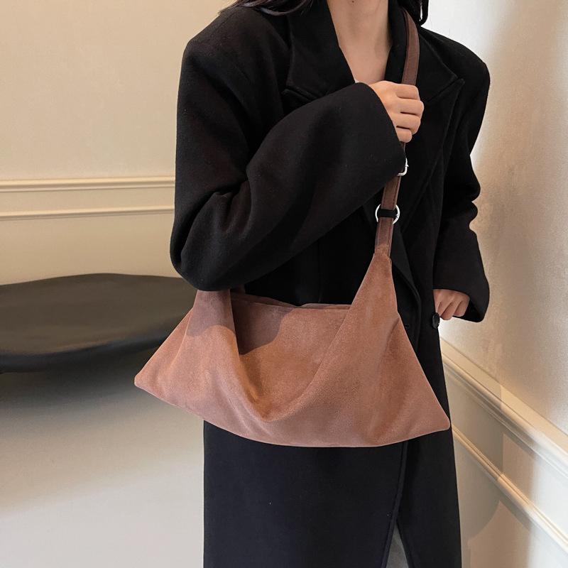 Frosted Vintage Women's Bag Large Capacity Shoulder Bag Solid Color Simple Casual Commuter Bags Autumn Retro Crossbody Bag CLE