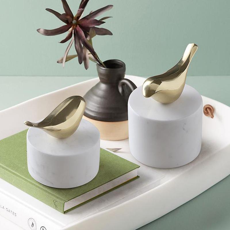 New Chinese and American Bird Ornaments, Handicraft Decoration, Marble Base, Home Modern Model Room, Nordic Accessories