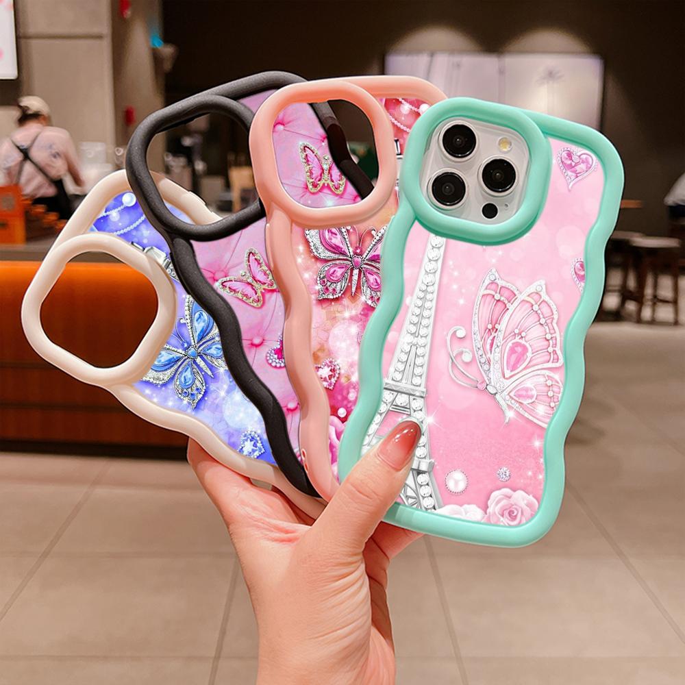 Macaron Soft TPU Phone Case for Samsung A11 A12 A13 A14 A15 A23 A24 A25 A52 A53 A54 A55 A30 A50 S20 S23 FE S24 Ultra Cover Ae62 Butterfly Eiffel Tower