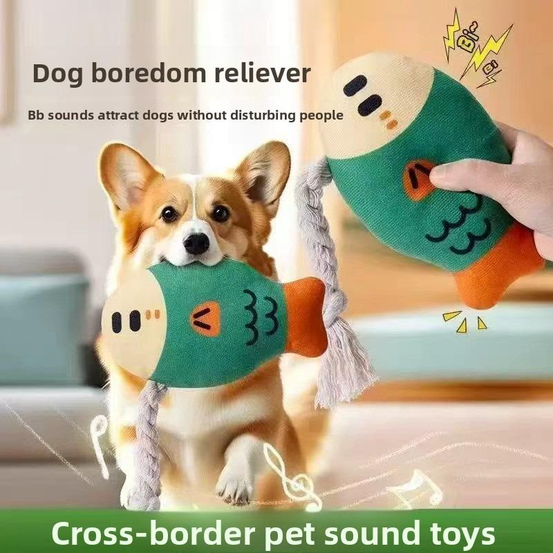 Novos Brinquedos de Pelúcia Vocal para Cães, Peixe Cabeçudo para Roer os Dentes para Aliviar o Tédio, Brinquedos para Animais de Estimação, Suprimentos para Animais de Estimação, Filhotes