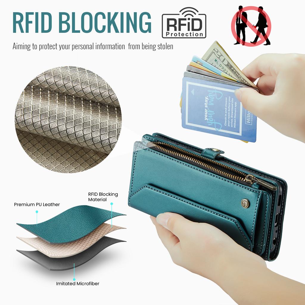 For Samsung Galaxy A32 5G/M32 5G Leather Case CASEME C36 Zipper Multiple Card Slots Phone Cover with Straps