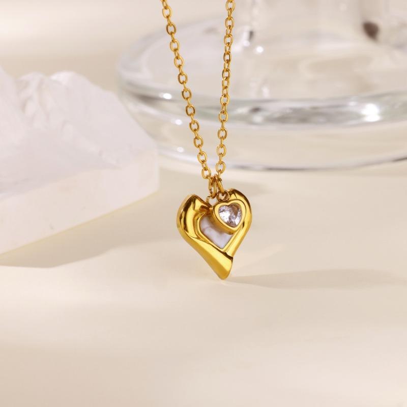 Love geometric hollow versatile stainless steel necklace women's design necklace light luxury pendant collarbone chain