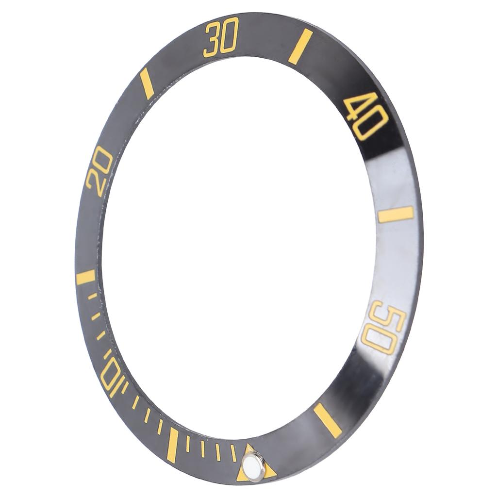 Ceramic Watch Bezel Insert Wristwatch Bezel Insert Loop Ring Replacement Parts (Black+Gold)