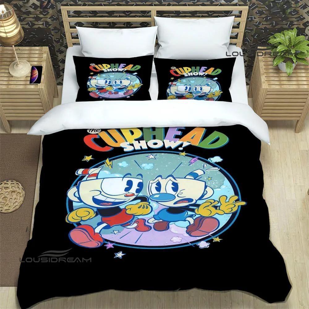 Cuphead Cartoon Printed Bedding Sets Exquisite Bed Supplies Set Duvet Cover Bed Comforter Set Bedding Luxury Birthday Gift