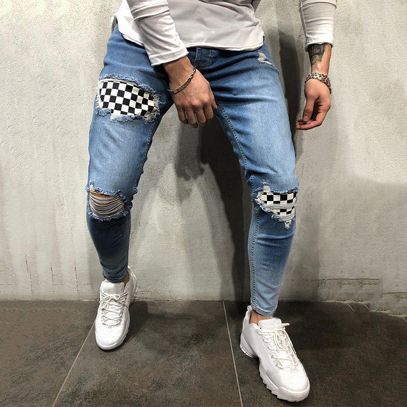 Fitness Pantalones Denim Hombre Elegante Patchwork Roto Largo Jenas  Masculino Casual Pierna Delgada Pantalones Fitness comprar a buen precio —  entrega gratuita, reseñas reales con fotos — Joom