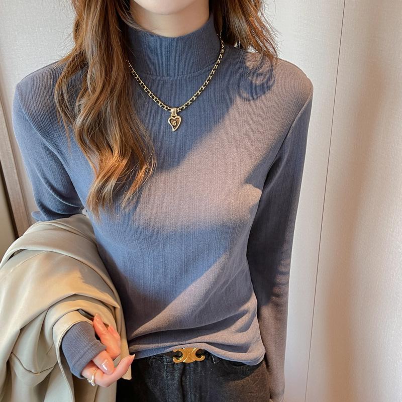 Women's Autumn and Winter Half High Neck Bottom Long Sleeve Top