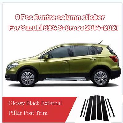 8Pcs Car Window Door Pillar Posts Stickers Cover Trim Decal For Suzuki SX4 S-cross 2014-2021  AUTO Parts