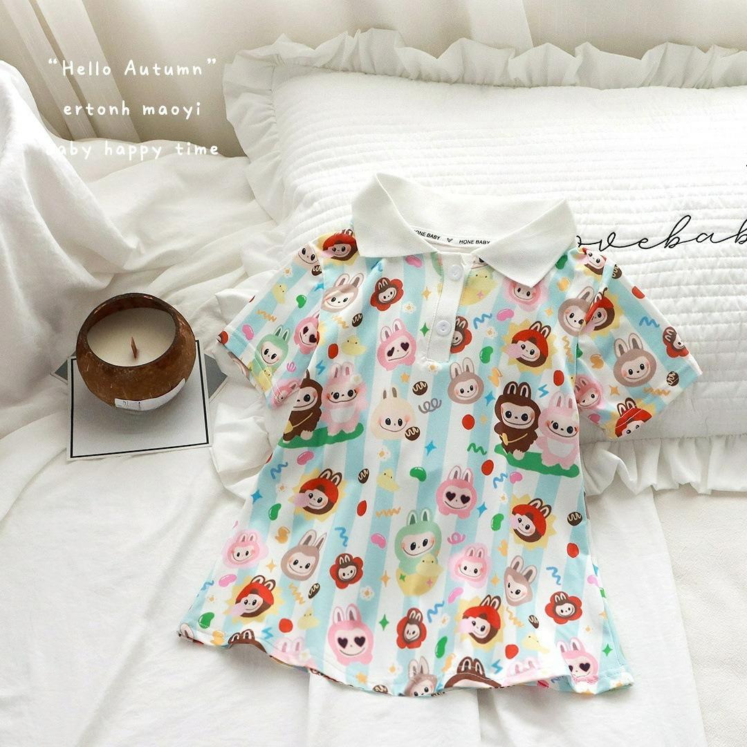 Children s Dress Full Print Princess Dress Girls Cute Full Print Baby Dress 80 синий