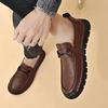 Klassische handgefertigte lässige Lederschuhe Herren-Loafer, bequeme Mokassins, flache Herrenschuhe, echtes Leder, Herrenschuhe