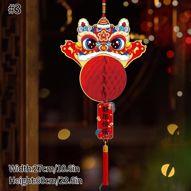 Chinese Red Lantern Traditional New Year Festival Hanging Decor Chinese Spring Festival Paper Honeycomb Lanterns