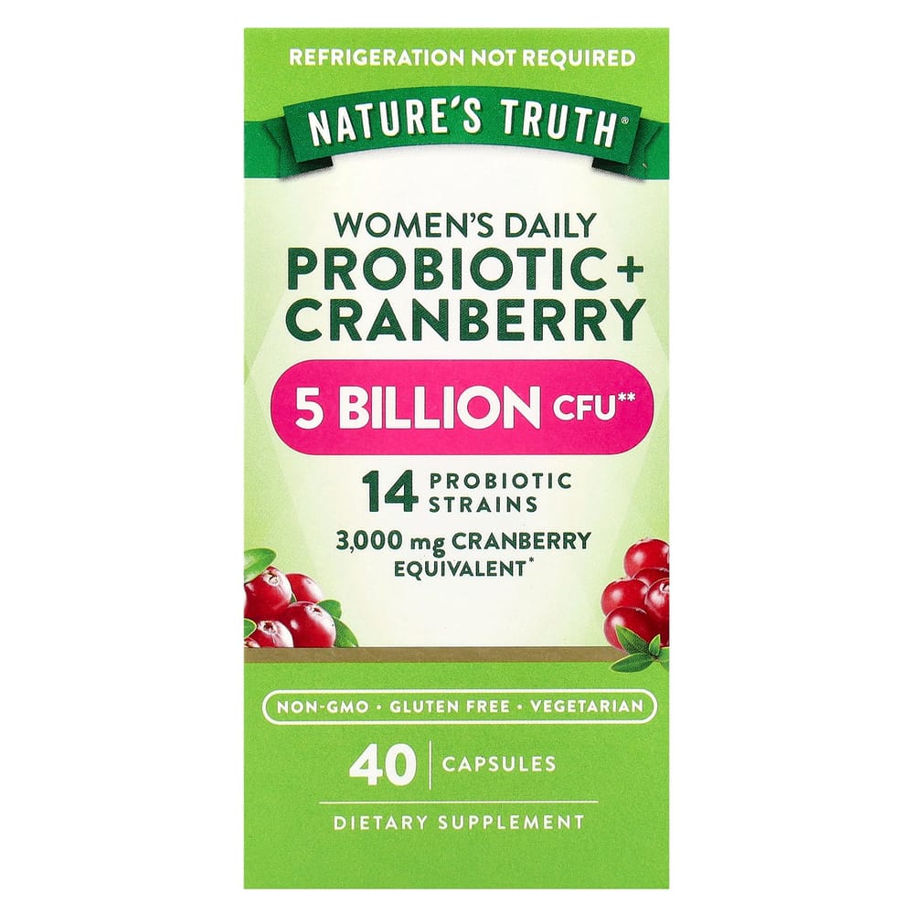 Natures Truth Women's Probiotic + Cranberry Veggie Capsules, 40 Count