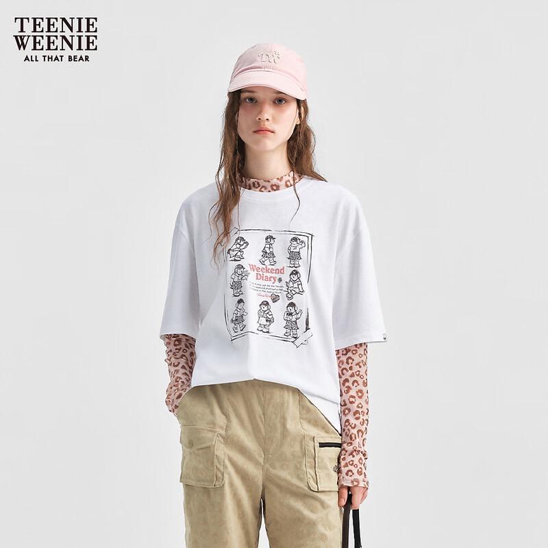 Женская футболка с мультяшным мишкой Teenie Weenie S белый