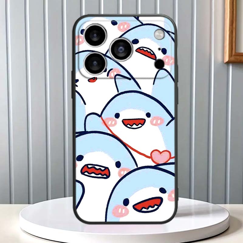 Cartoon Animals Cute Phone Case For Apple iPhone 17 16 16E 15 14 13 12 11 Pro Max Plus Black Soft Silicone