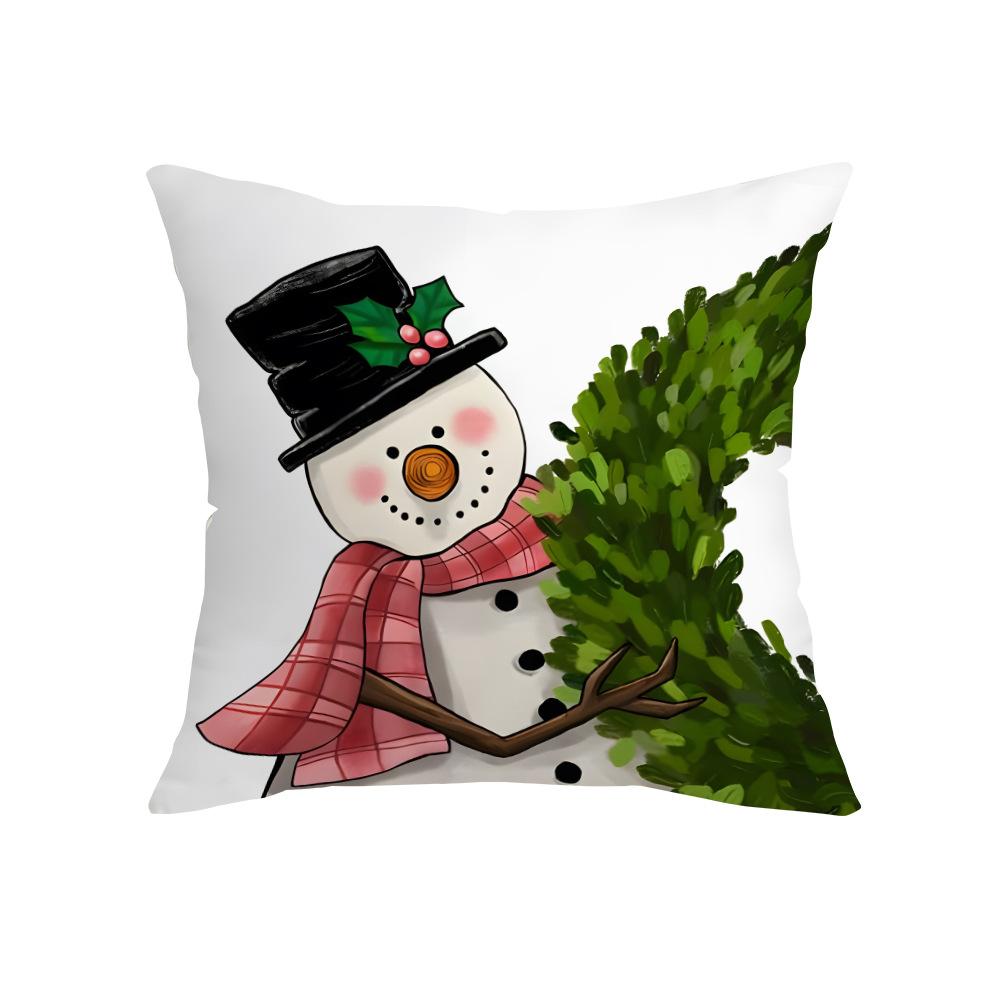 New Pink Christmas Santa Claus Digital Printed Cushion Pillowcase Holiday Decorative Pillowcase