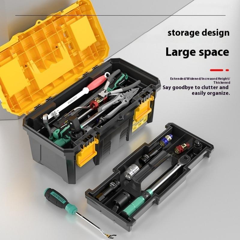 Cassetta degli attrezzi per impieghi gravosi con chiusura sicura, portatile, per ripostiglio di casa, garage, officina
