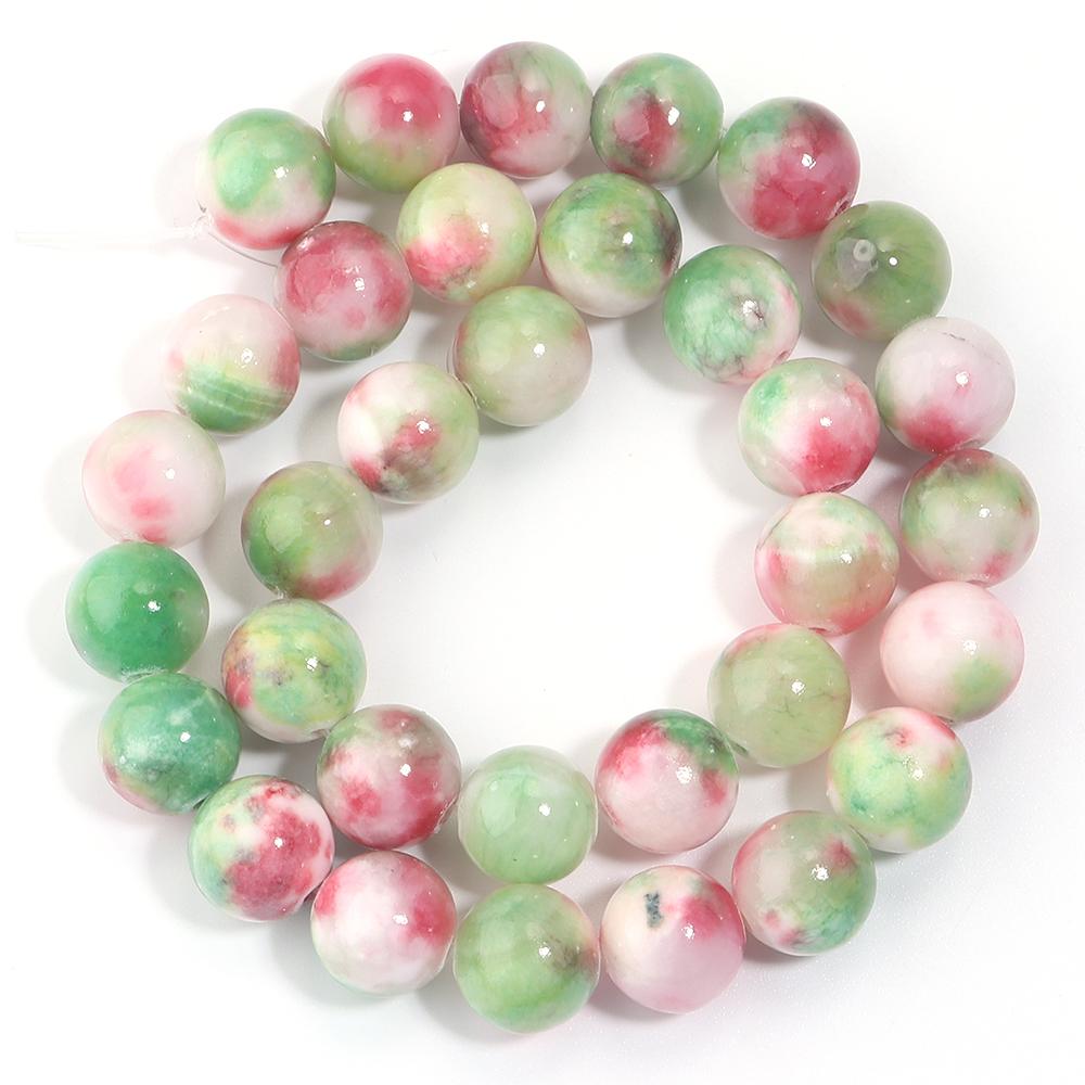 1 Strand 4/6/8/10/12mm Green Red Natural Persian Jade Stone Beads Round Loose Beads For Jewelry Making DIY Bracelets Necklace