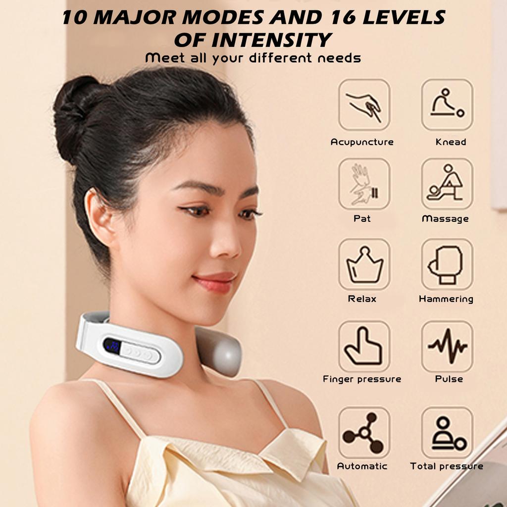 Neck Massage Device With Heating Function, Electric Neck Care Massager, Portable Neck Relaxation Tool For Home  & Gift Giving