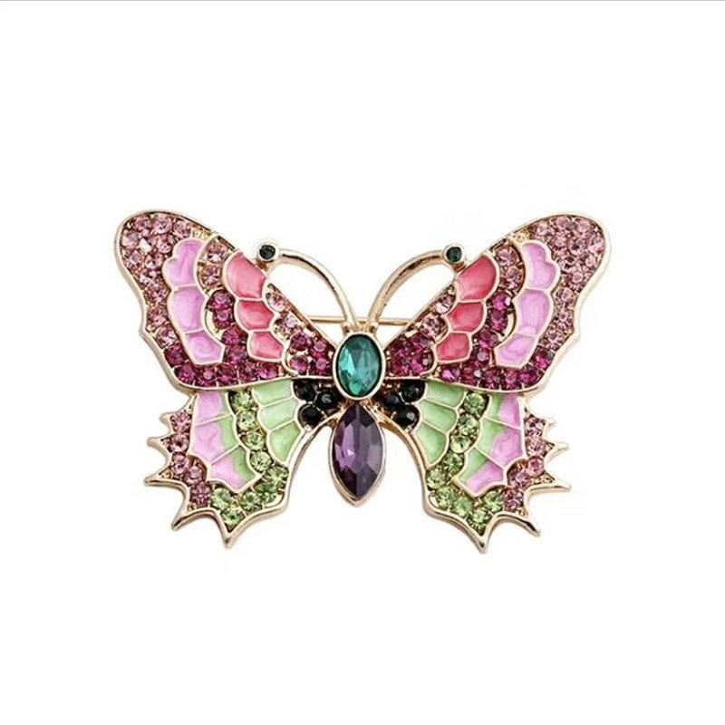 Hand-Painted Rhinestone Butterfly Brooch Pin - Cute & Versatile Jewelry Accessory