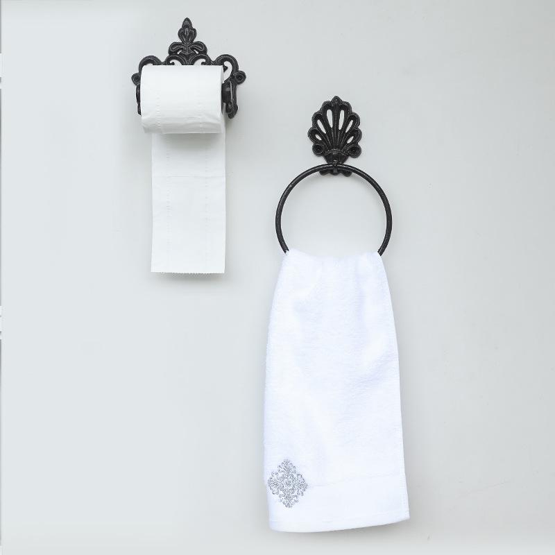 Iron Art Black Irregular Towel Ring for Hotel Bathroom