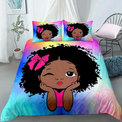 Afro-Americana Fofa Princesa Bailarina Dançarina Confortável Cobertor Duvet Capa de Edredom Fronha Conjunto de Roupa de Cama Decoração de Quarto Têxtil para Casa
