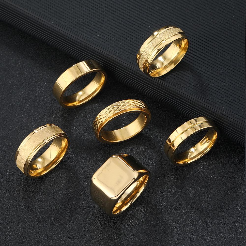 

Stainless Steel Flower Pattern Rotatable Ring Set in Hip-Hop Punk Style (6 Pieces) Size 10