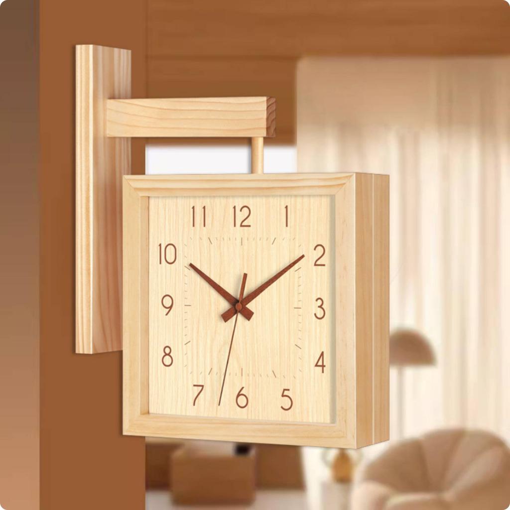 Double-Sided Wall Timepiece Noiseless Movement Two-Sided Hanging Timepiece Home Decor for Living Room, Hallway