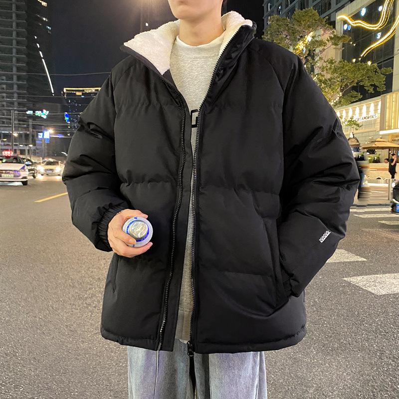 Autumn Cotton-padded Men's Jacket Autumn Stand-up Collar Solid Color Trend Casual Thickened Cotton-padded Jacket Autumn Clothing