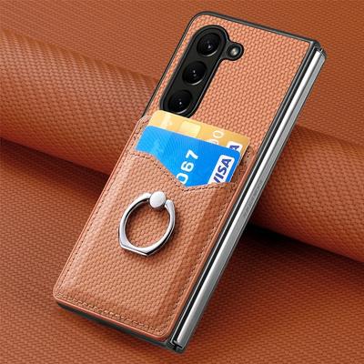 Etui Portfel na Telefon z Uchwytem na Karty Kredytowe Odporny na Wstrząsy Stojak Pierścień Pokrowiec ze Skóry PU z Uchwytem dla Samsung Galaxy Z Fold 6 5 4 3 2 5G