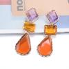 Fashion Alloy Color Resin Dangle Earrings, Exaggerated Minimalist Geometric Jewelry For Women