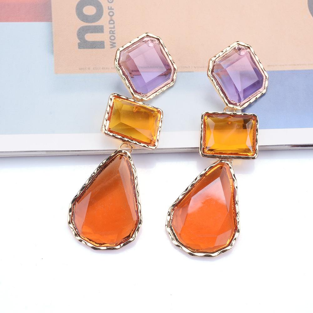 Fashion Alloy Color Resin Dangle Earrings, Exaggerated Minimalist Geometric Jewelry For Women