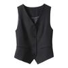 Women Vest Sleeveless Single-breasted Western Style Slim Fit Cardigan Suit Coat Pure Color V Neck Formal Business Style Lady Waistcoat