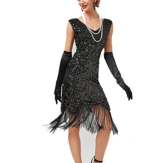 Women's Party Sexy Dress Fashion Color Sequin Fringe Dress