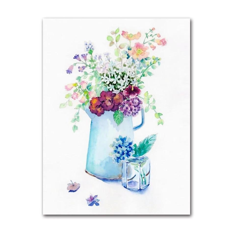 Sunflower Floral Lilac Watercolor Posters Boho Wall Art Canvas Painting Prints Pictures Nordic Style Living Room Interior Decor