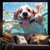Swimming Dog Tapestry Fun Cartoon Wall Art for Bedroom or Living Room Large Decorative Hanging Add Playful Charm