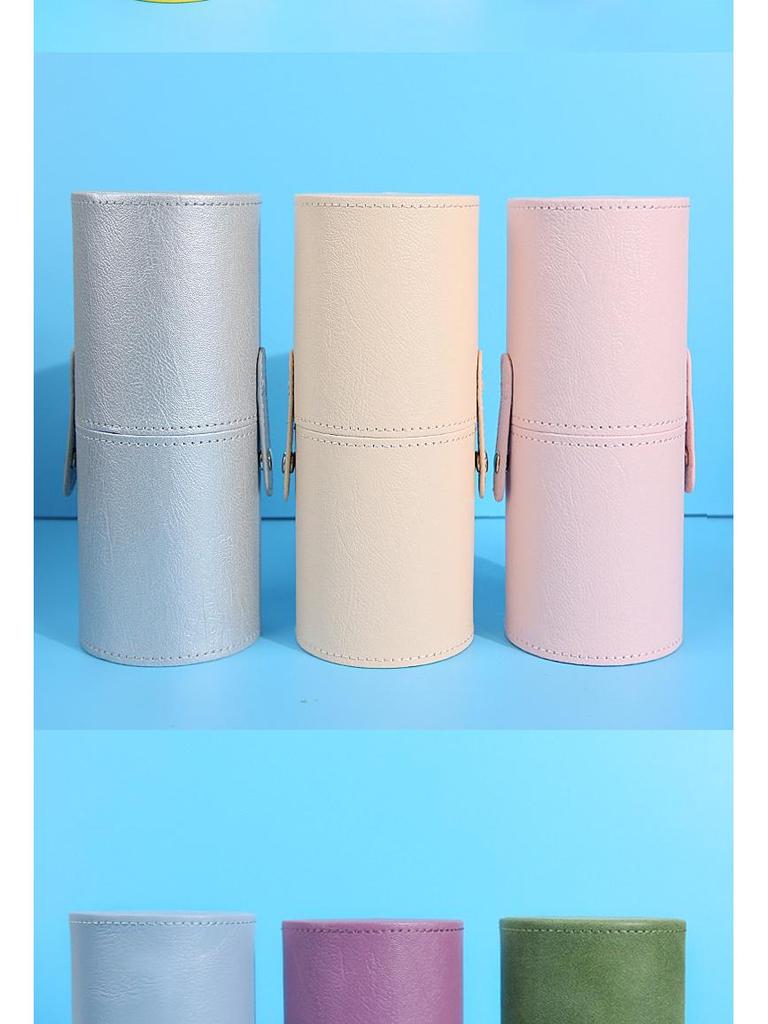 Portable PU Leather Makeup Brush Tube - Dustproof Cosmetic Travel Holder