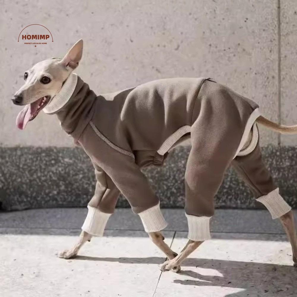 Dog Velvet Pajamas High Neck Dog Jumpsuit Stretchy Plush Pet Turtleneck Cold-Proof Breathable Dog Base Coat Daily Walk