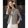 Demana Women's Lapel Color Block Patchwork Shirt