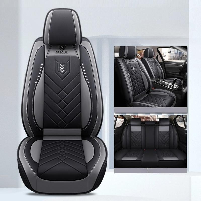 Coprisedili per Auto a 5 Posti in Pelle PU con Supporto Lombare Fisso, Comodi, Traspiranti, Eleganti, Cuscini Coprisedile Auto a Copertura Totale, per Tutte le Stagioni