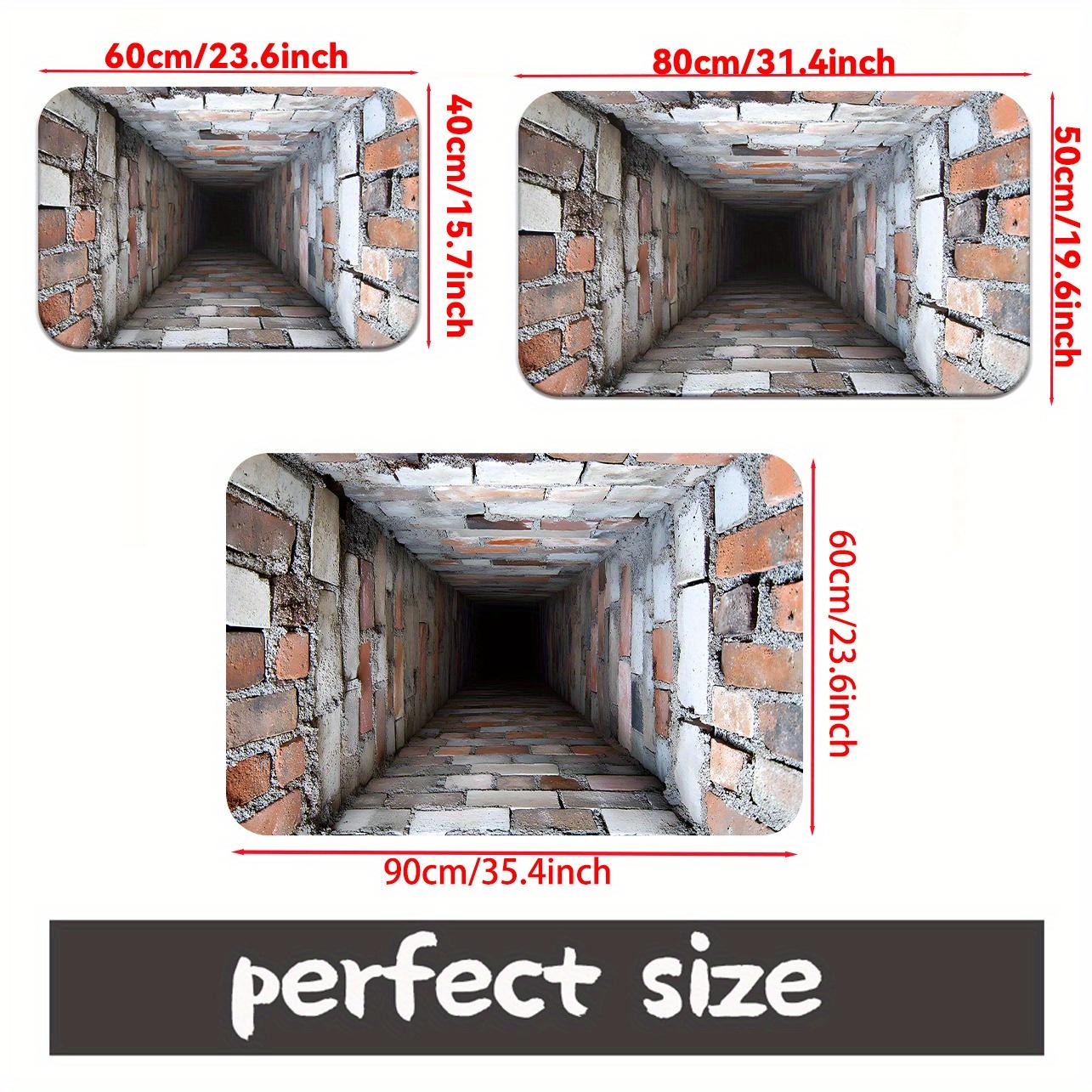 

3D Brick Pattern Doormat, Non-Slip, Washable, Absorbent, Bathroom, Bedroom, Living Room, Entryway Staircase Decoration 60*90cm