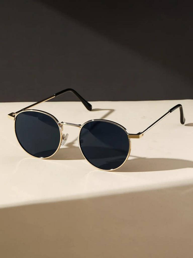 1PC Unisex Metal Round Frame Vintage Y2K Sunglasses For Outdoor Daily Vacation Driving Fashion Accessories