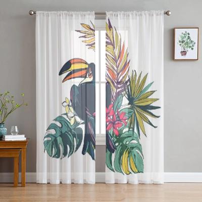 Tropical Floral Beach Palm Leaves Tropical Flowers Toucan Sheer Curtains Living Room Tulle Window Curtain Bedroom Kitchen Drapes