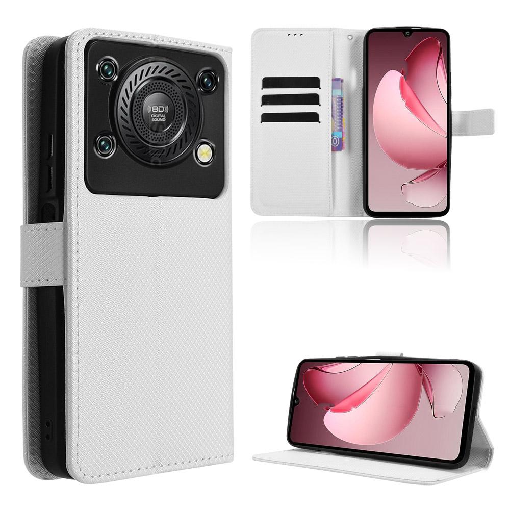 For Oukitel C60 Pro/Oukitel C60 Leather Wallet Case with Strap Diamond Texture Phone Cover