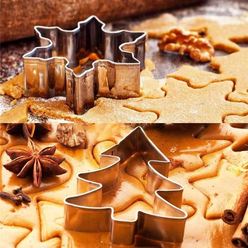 6Pcs/Set Christmas Cookie Cutter Gingerbread Xmas Tree Mold Christmas Cake Decoration Tool Navidad Gift DIY Baking Biscuit Mould