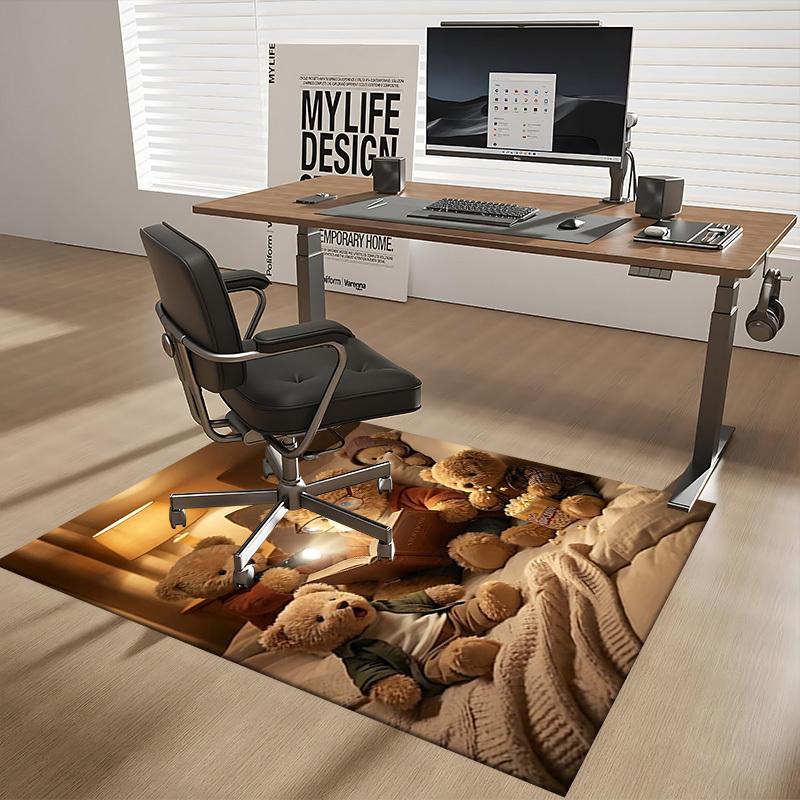 1pc Teddy Bear Storybook Office Chair Mat - Anime Cartoon Design, Non-Slip Carpet for Home Decor, Suitable for All Seasons, Perfect Gift for Holidays