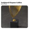 Gold-Tone Metal Sculpture with Black Marble Base Modern Sculptural Accent