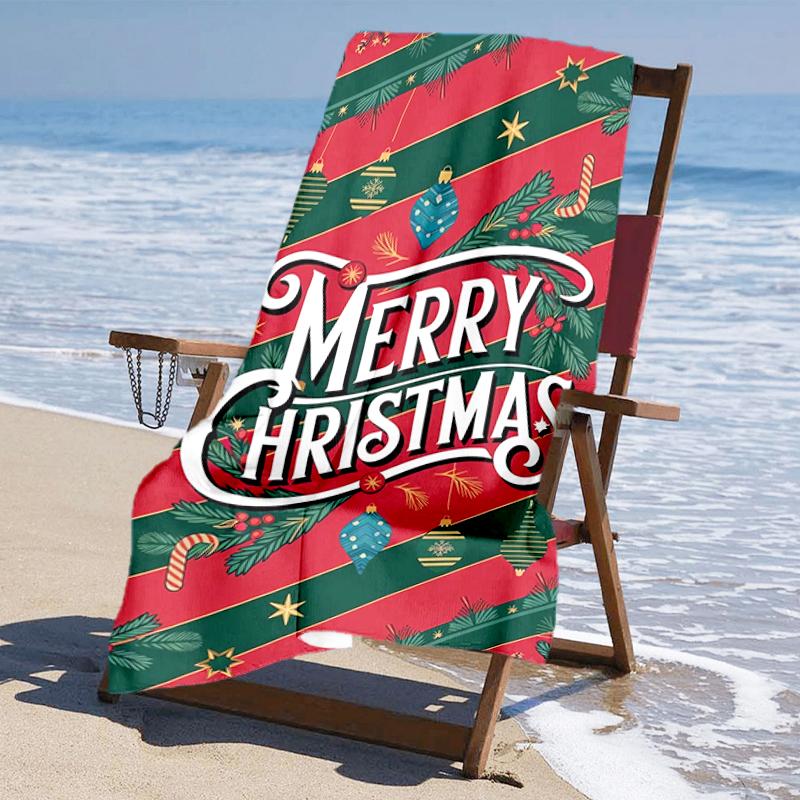 Ultra-Soft Beach Towel with Christmas Theme,Ideal for Pool - Camping, Diving - Perfect Travel Essential, Vibrant Beach Towel.