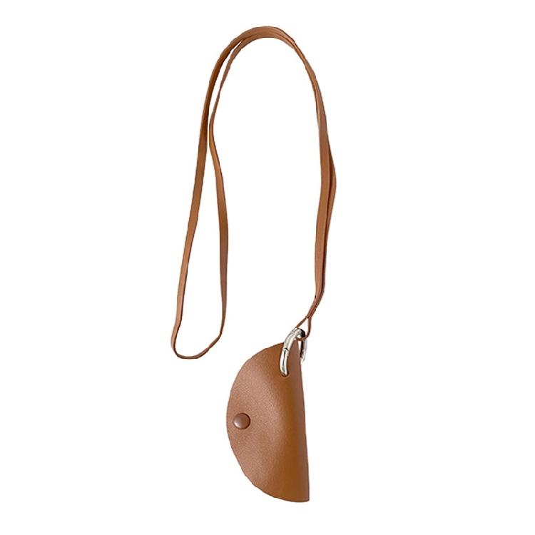 Stylish Leather Glasses Storage Bag Pendant Necklace Keychain Hanging Accessory Elegant Bags with Protective Flap